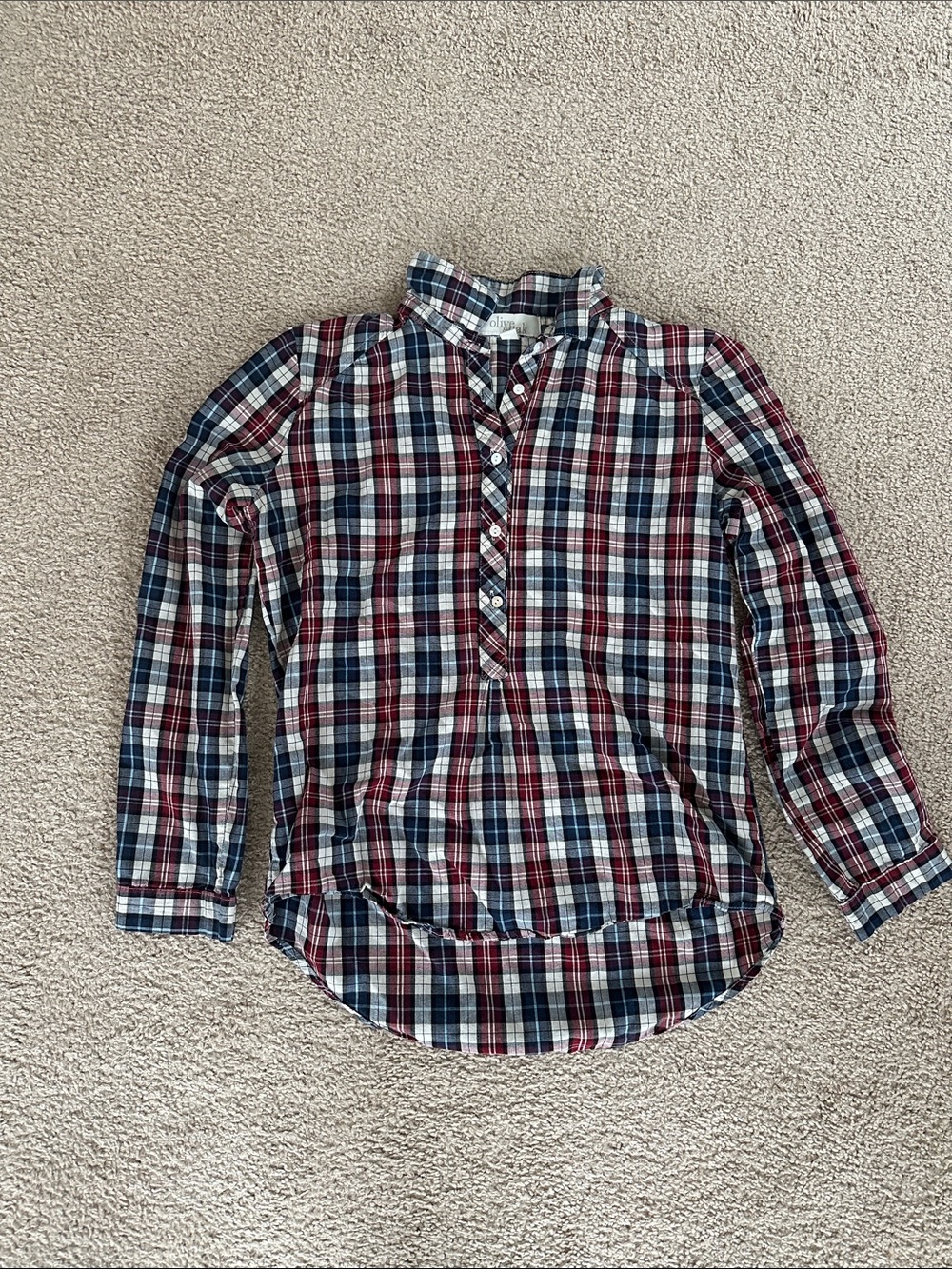 Olive & Oak Snall Burgundy, Navy & White Plaid Button-Front Shirt